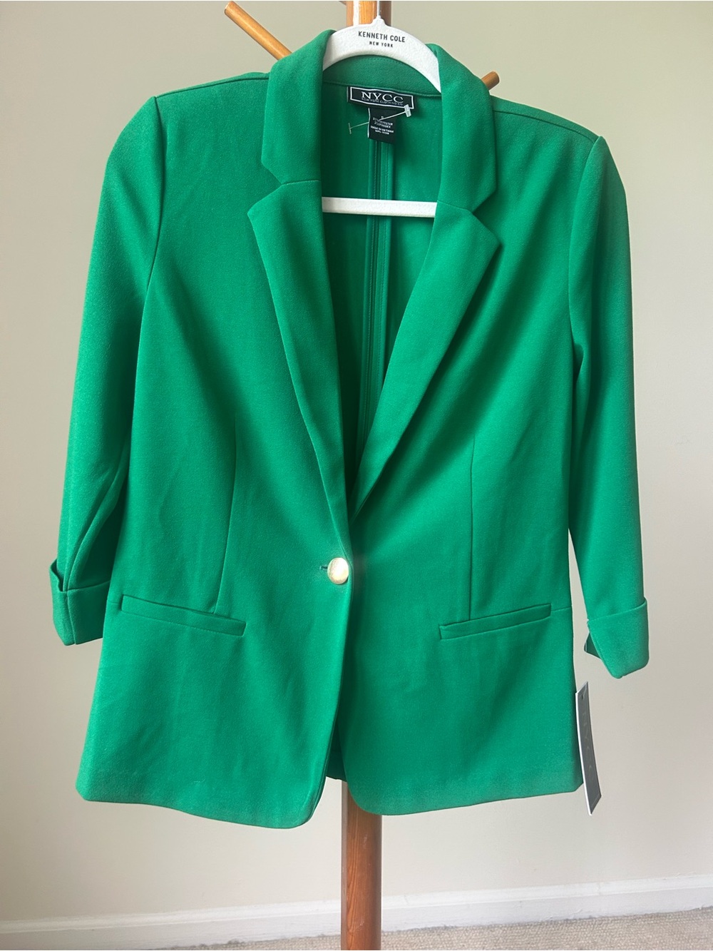 NY&C Green Single-Button Tailored Blazer